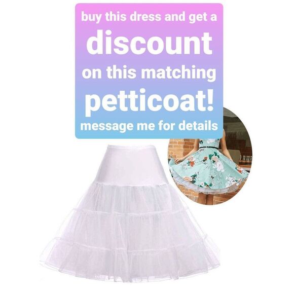 🦋 Pinup Retro Vintage 1950s Butterfly Floral Print Tea Dress with Belt SIZE L N - Picture 11 of 16